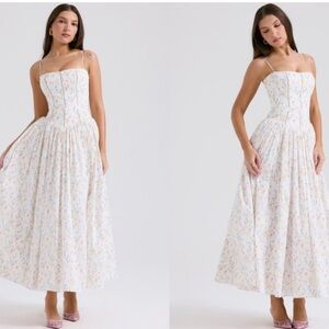 HOUSE OF CB' Ysabella' White Posy Print Cotton Maxi Sundress NWOT